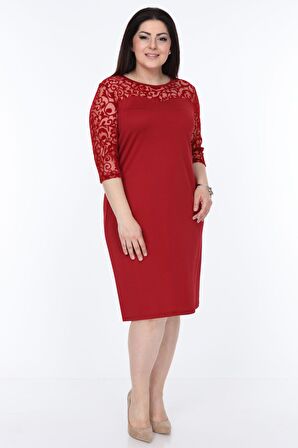 Bordo Floklu Elbise 26C-1030