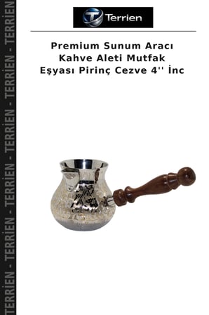 Premium Sunum Aracı Kahve Aleti Mutfak Eşyası Pirinç Cezve 4'' İnc