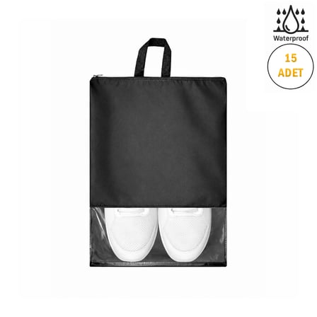 Microcase Çok Amaçlı Şeffaf Pencereli Ayakkabı Düzenleyici Seyahat Çantası Hurç 45x34 CM 15 Adet AL5501