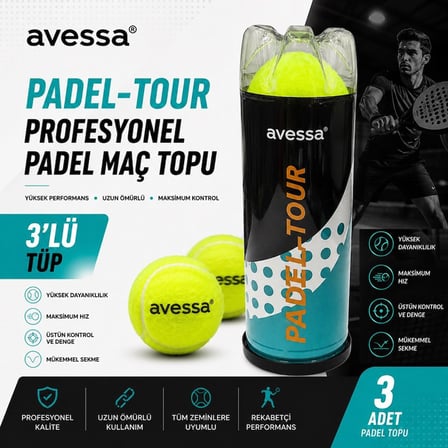 Premium Antrenman Takım Turnuva Padel-Tour Profesyonel Padel Maç Topu 3'LÜ