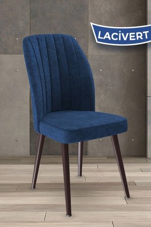 Platinum Serisi Üst Kalite Yemek Odası Sandalye 6 Lacivert Sandalye Metal Kahverengi Iskeletli