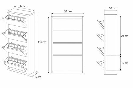 AVENZA LİVİNG Kilitli 4 Kapaklı Metal Ayakkabılık - Beyaz