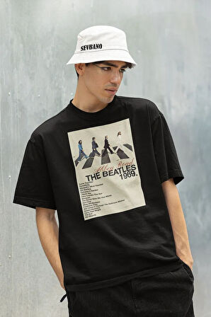 1969 Abbey Road The Beatles Baskılı Unisex Tişört, Oversize Müzik Grubu Tişört