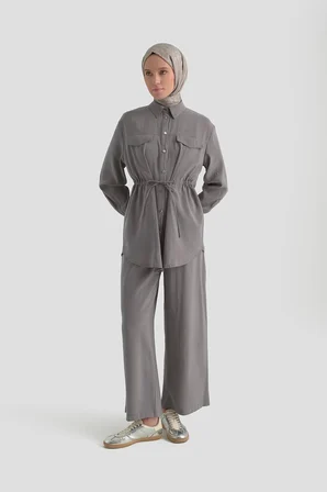 Beli Büzgü Detaylı Pantolonlu İkili Takım 26YT619