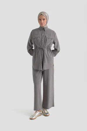 Beli Büzgü Detaylı Pantolonlu İkili Takım 26YT619