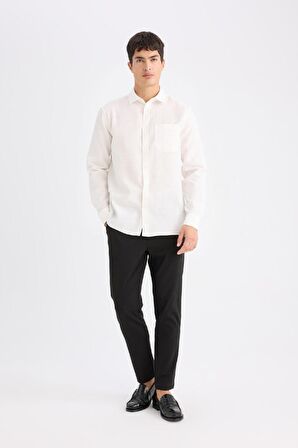 DeFacto Regular Fit Polo Yaka Pamuklu Uzun Kollu Gömlek D4976AX24AUWT16