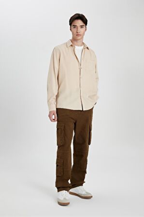 DeFacto Baggy Fit Kargo Cepli Geniş Kalıp Normal Bel Geniş Paça Pantolon B5906AX24SPBN303