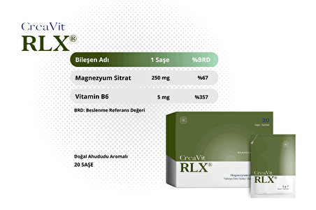 CreaVit RLX Magnezyum Sitrat & B6 Vitamini 20 Saşe