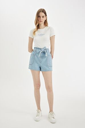 DeFacto Paperbag Yüksek Bel Jean Şort C2445AX24HSNM39