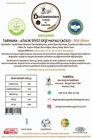 Organik Atalık Siyez Unlu Tarhana - Atalık Siyez Ekşi Mayalı (Acılı)