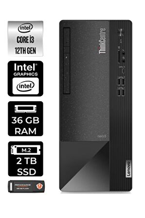 Lenovo ThinkCentre NEO 50T i3 12100 36GB RAM 2TB SSD FDOS 11SC001ATX MASAÜSTÜ PC & PER4 BELLEK