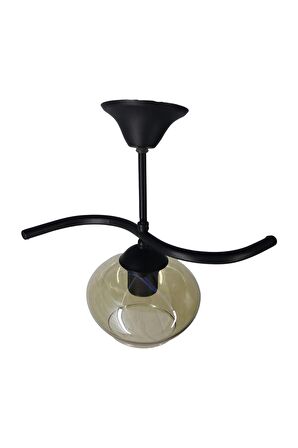 Fuji Siyah Tekli Bal Yatsı Camlı Avize | Kaliteli Modern Metal Avize