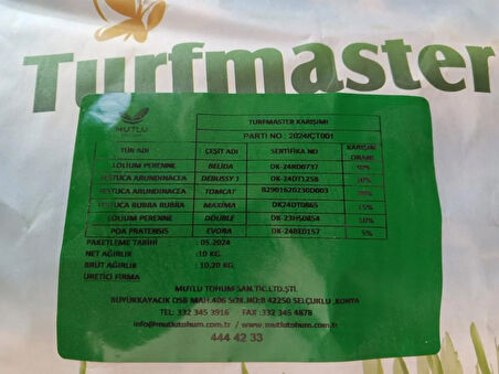 Turfmaster İthal 6 lı Çim Karışımı, Lawn Seed. Lolium Perenne.Festuca, Poa Pratensis 1 kg.