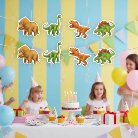 Sevimli Dinozor Dekoratif Banner Erkek Çocuk Doğum Günü Parti Süsü Dekoru