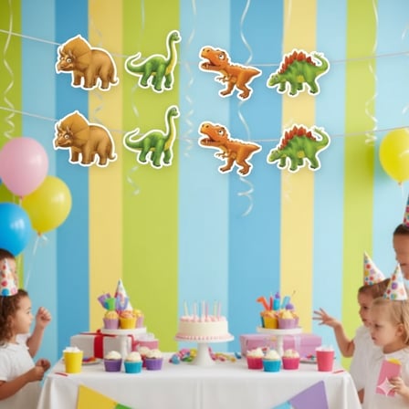 Sevimli Dinozor Dekoratif Banner Erkek Çocuk Doğum Günü Parti Süsü Dekoru