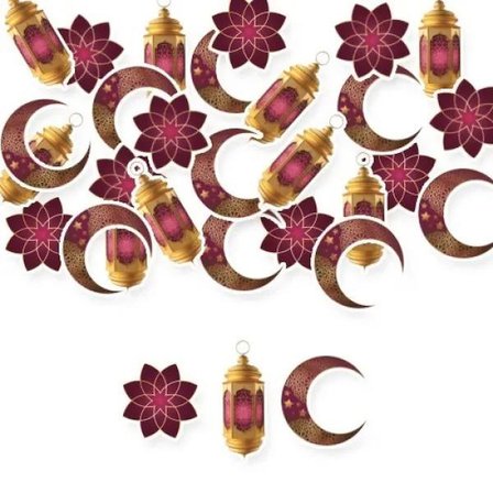 30'lu Ramazan Masa Konfettisi - Ayyıldız Kandil Figürlü - Bordo