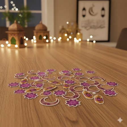 Ramazan Ay-Yıldız Kandil Mor Masa Konfettisi 30'lu - Ramazan Masa Süsü