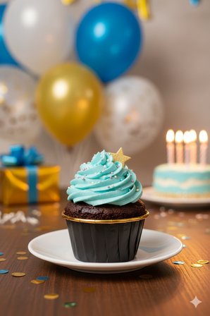 Siyah Cupcake Kapsülü İçi Gold Metalize 25'li - Kek ve Cupcake Sunum Kapsülü
