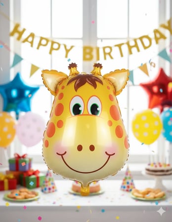 8 İnç Safari Zürafa Folyo Balon - Doğum Günü Parti Dekorasyon Balonu