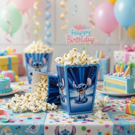 Stitch Mısır Kutusu 8'li Pop Corn Kabı Doğum Günü Parti Süsü