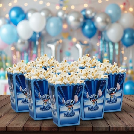 Stitch Mısır Kutusu 8'li Pop Corn Kabı Doğum Günü Parti Süsü