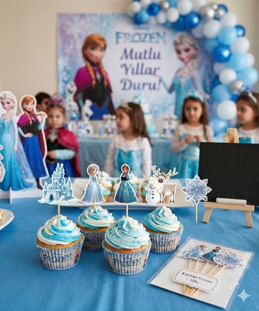 Frozen Temalı Pasta Kürdan Seti 10'lu Doğum Günü Cupcake Süsleme Dekoru