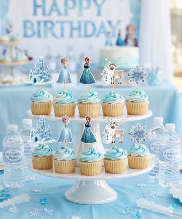 Frozen Temalı Pasta Kürdan Seti 10'lu Doğum Günü Cupcake Süsleme Dekoru