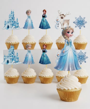 Frozen Kar Prensesi Kürdan Seti 10lu Pasta Cupcake Parti Süsü Dekorasyonu