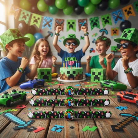 Minecraft Bileklik 3lü Çıtçıtlı 18 Cm Çocuk Parti Kostüm Aksesuarı
