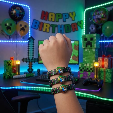 Minecraft Bileklik 3lü Çıtçıtlı 18 Cm Çocuk Parti Kostüm Aksesuarı