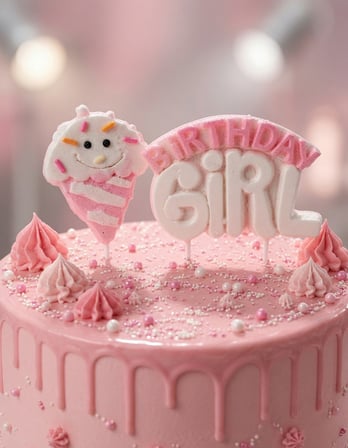 Mum Pembe Birthday Girl Dondurmalı Doğum Günü Pasta Mumu Parti ve Kutlama Süsü