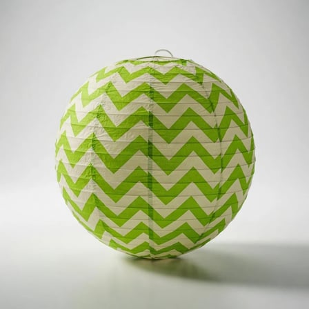 Yeşil Zigzag Desenli Japon Feneri Kağıt Fener 30 cm Doğum Günü Kına Nişan Parti Süsü