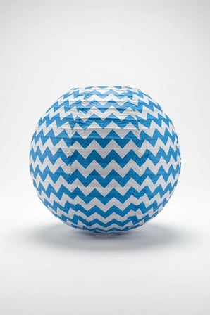 Japon Feneri Çin Feneri Zigzag Desenli Mavi Kağıt Fener 30 Cm Parti Bahçe Dekorasyonu