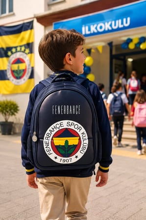 Fenerbahçe Orijinal Lisanslı Logo Desenli Okul Sırt Çantası Taraftar Öğrenci 38x30x14 cm