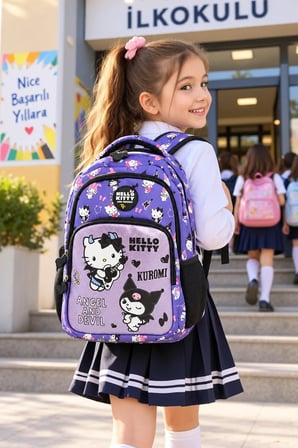 Okul Sırt Çantası Hello Kitty Friends 3 Bölmeli Ortopedik Cepli 40x30x12cm