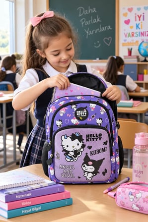 Okul Sırt Çantası Hello Kitty Friends 3 Bölmeli Ortopedik Cepli 40x30x12cm