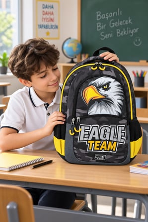 İlkokul Okul Çantası Eagle Team Kartal Takımı Sırt Çantası 42x30x13 cm