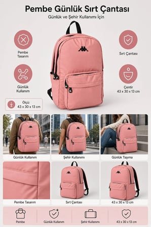 Kappa Pembe Sırt Çantası  43 30 13
