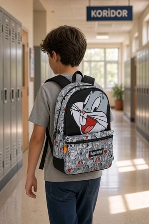 İlkokul Okul Çantası Bugs Bunny Öğrenci Günlük Sırt Çantası 42x30x12 cm