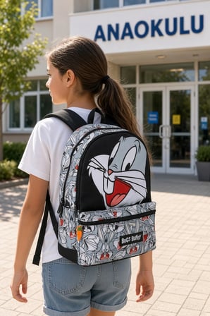 İlkokul Okul Çantası Bugs Bunny Öğrenci Günlük Sırt Çantası 42x30x12 cm