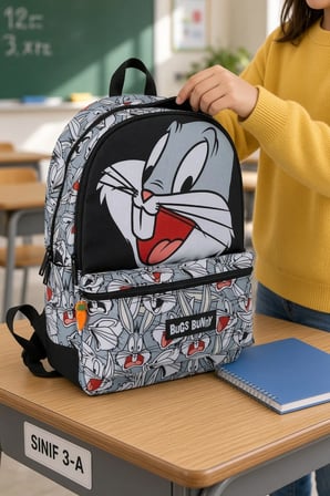 İlkokul Okul Çantası Bugs Bunny Öğrenci Günlük Sırt Çantası 42x30x12 cm