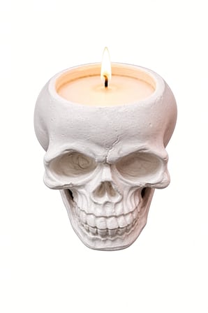 Halloween Kuru Kafa Mumluk Kafatası Mum Standı Cadılar Bayramı Parti Masa Dekorasyonu 8 x 6,5 cm