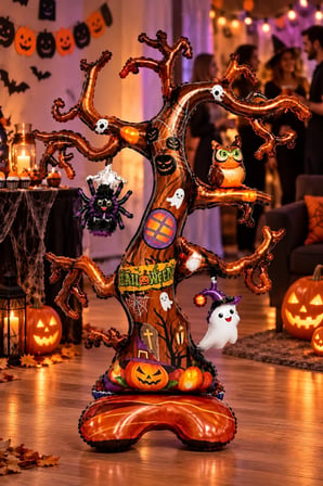 Halloween Ayaklı Hayalet Ağacı Folyo Balon 79x115 cm Cadılar Bayramı Parti Mekan Dekorasyon Süsü