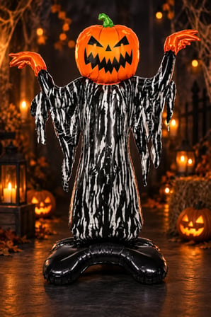 Halloween Balkabağı Korkuluk Folyo Balon 86x115 cm Cadılar Bayramı Parti Mekan Dekorasyon Süsü