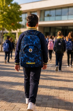 Fenerbahçe Kaligrafik Desenli Okul Sırt Çantası Taraftar Öğrenci Günlük Çanta 45x30x12 cm