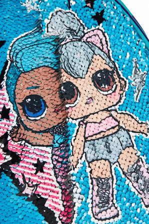 Anaokulu Sırt Çantası LOL Pullu Değişen Ön Yüz Çocuk Çantası 33x23x13 cm