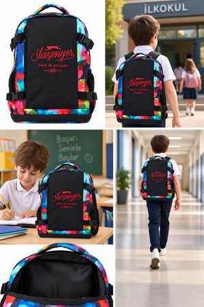 İlkokul Okul Çantası Slazenger Öğrenci Günlük Sırt Çantası 40x30x15 cm