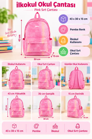 İlkokul Okul Çantası Slazenger Armor Pink Sırt Çantası 43x30x15 cm