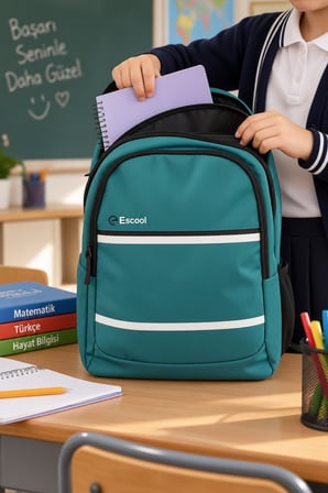 Turkuaz Lüks İlkokul Okul Çantası Çocuk Öğrenci Sırt Çantası Günlük Kullanım 45 x 30 x 15