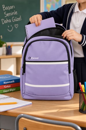 Lila Lüks İlkokul Okul Çantası Çocuk Öğrenci Sırt Çantası Günlük Okul Kullanımı 45 x 30 x 15